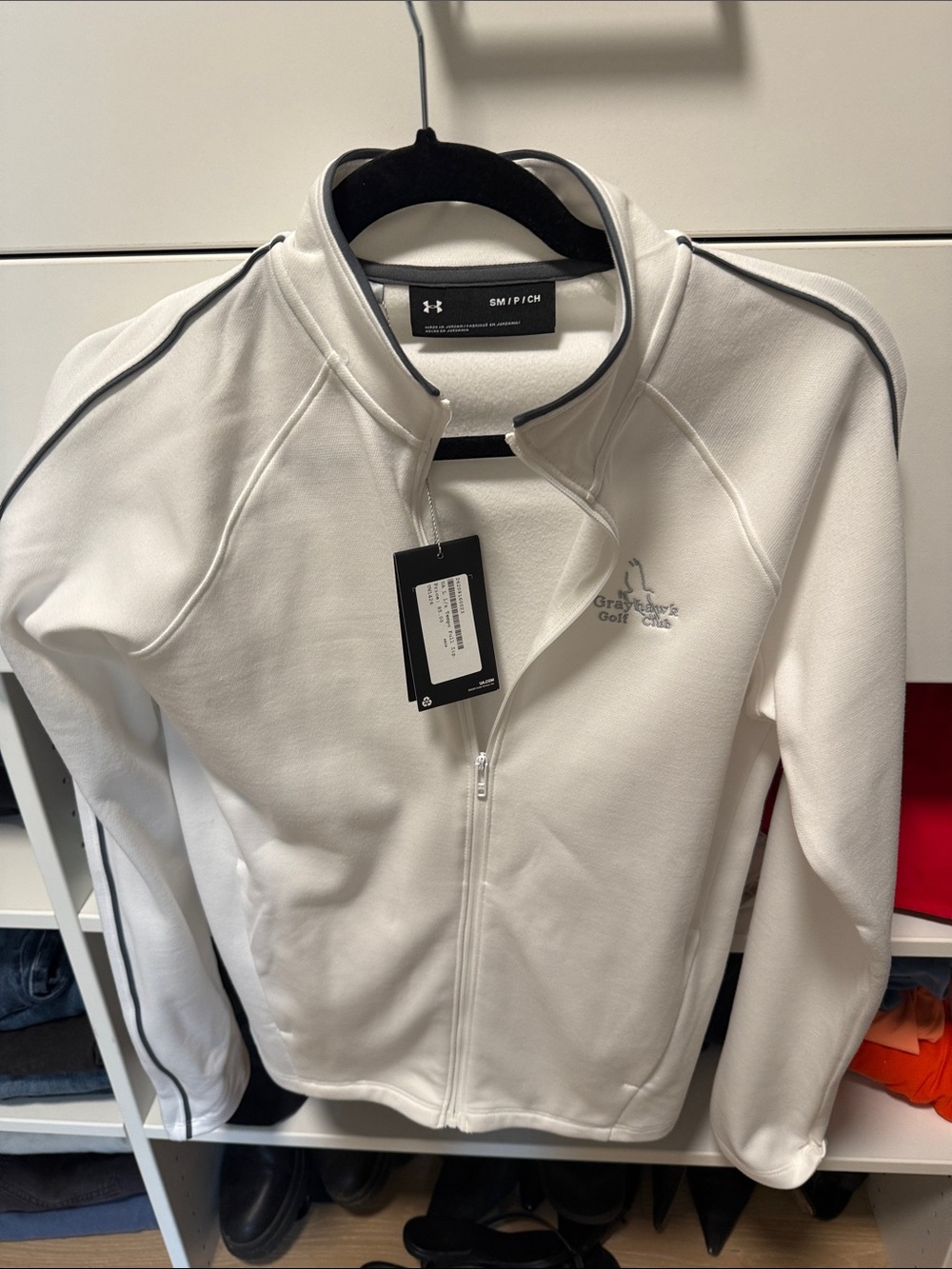 Under Armour White Full-Zip Jacket with Gray Piping